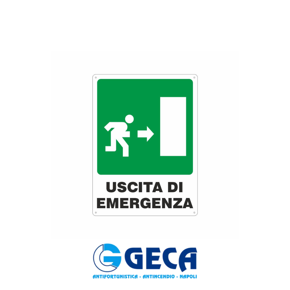 Cartello uscita di emergenza a destra